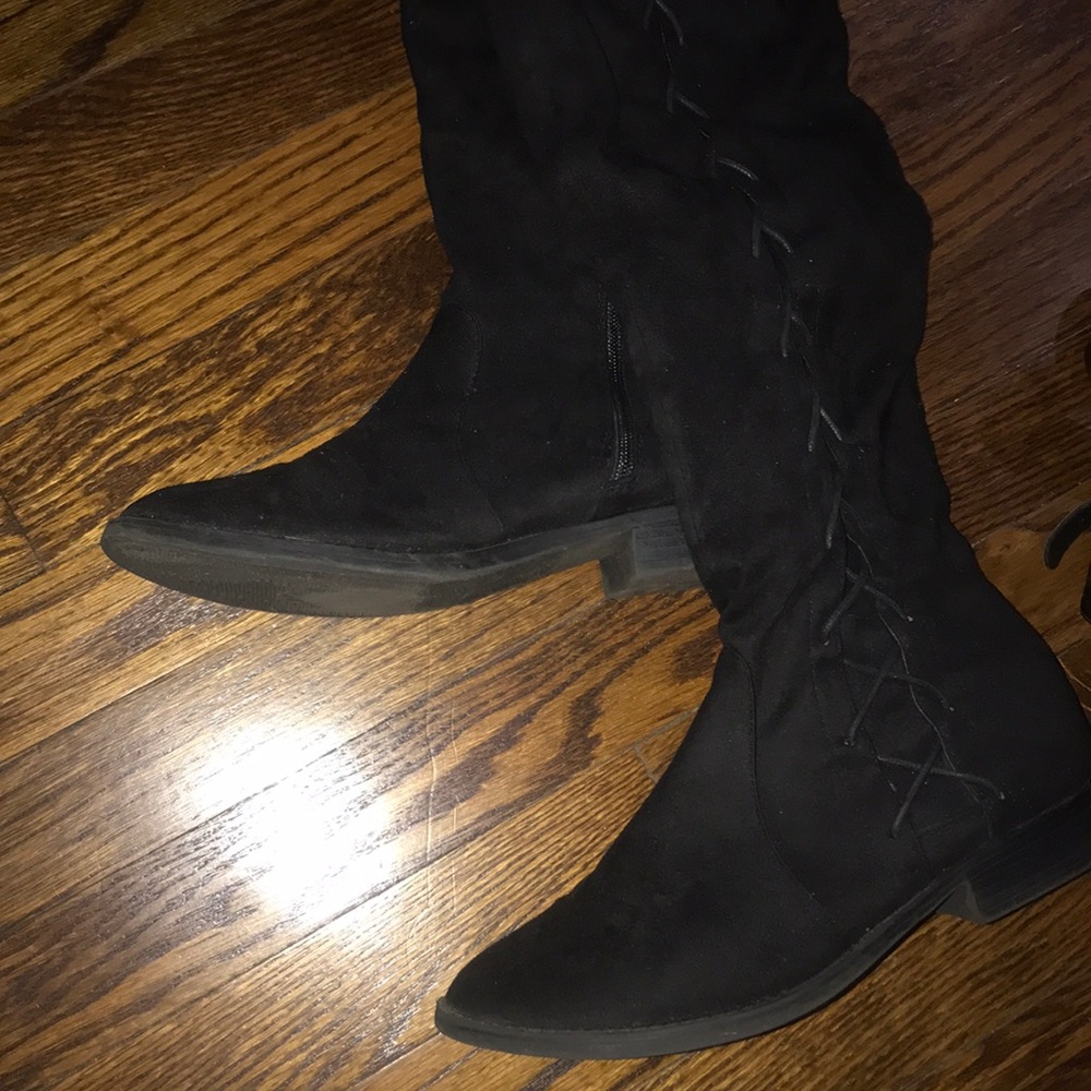 Knee high suede boots